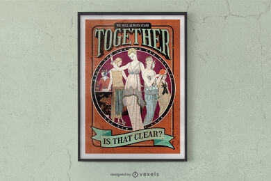 Diseño de cartel vintage feminista.