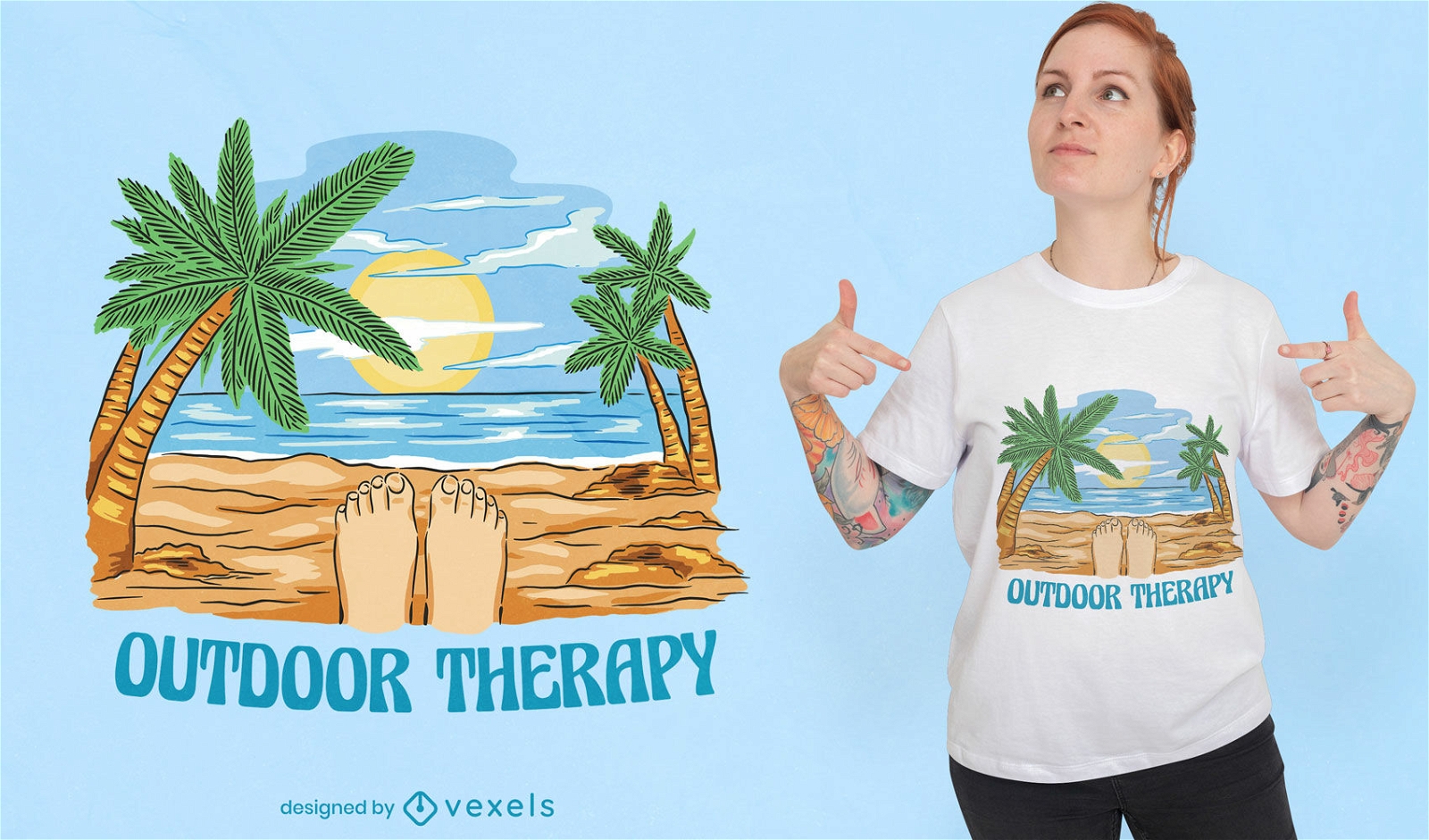 Diseño de camiseta de terapia de verano en la playa.