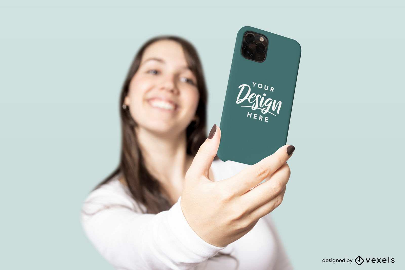 Weibliches Modell selfie Handyhülle Mockup