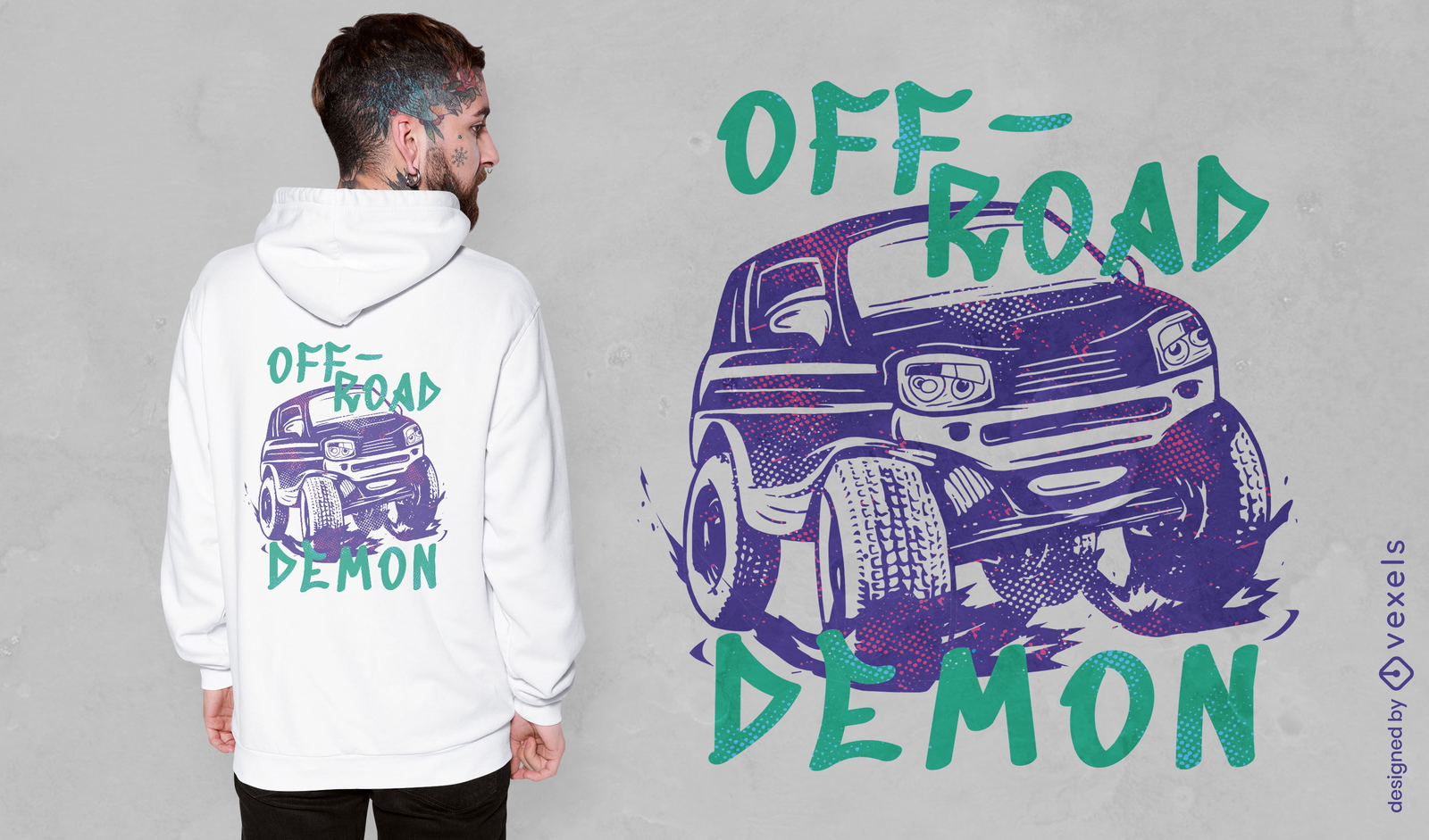 Design de camiseta de carro demônio off road