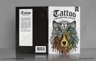 Diseño de portada de libro para colorear de tatuajes tribales