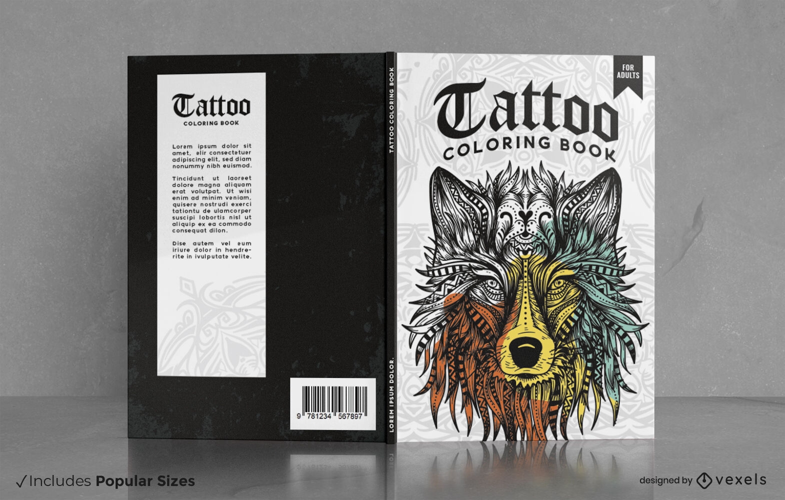 Tribal tattoo coloring book cover design