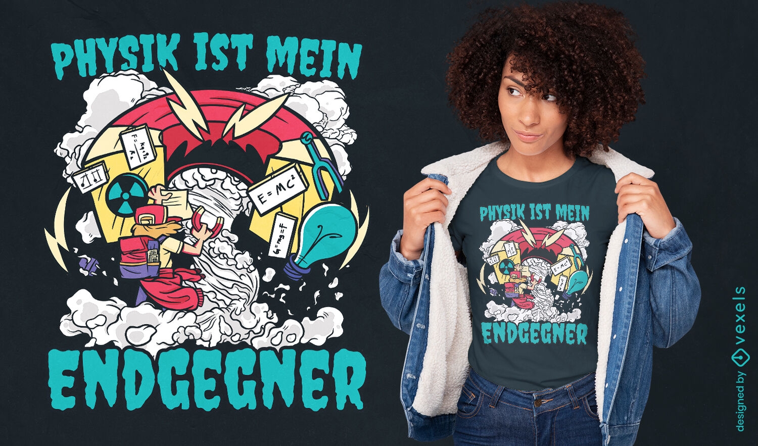 Physik-Monster und Studenten-T-Shirt-Design