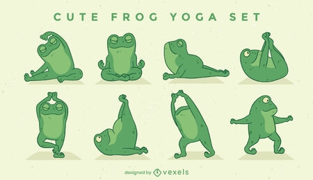 Conjunto de caracteres de yoga de rana