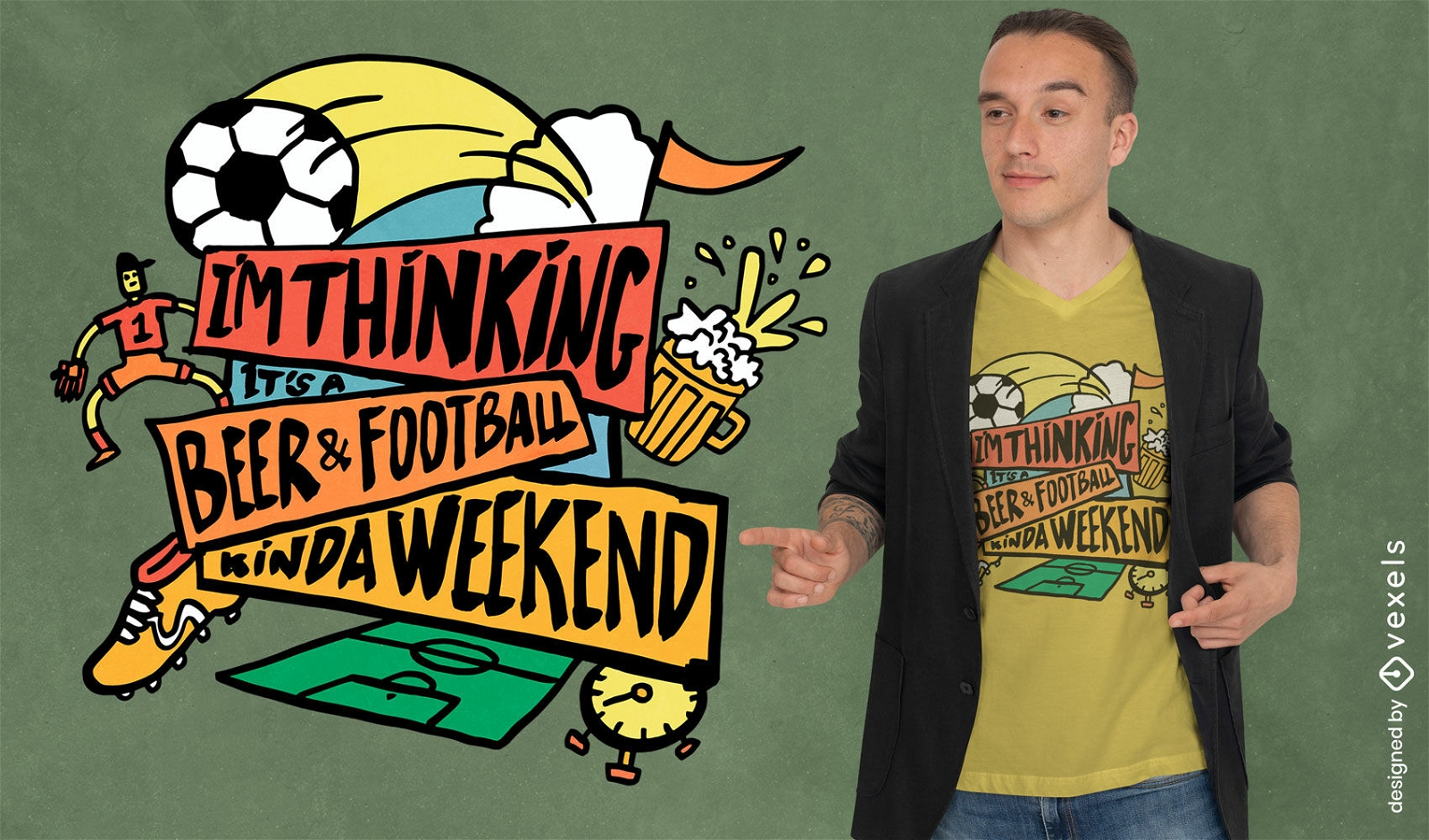 Esporte de futebol e design de camiseta de cerveja