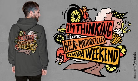 Diseño de camiseta con cita divertida de cerveza y motocicleta.