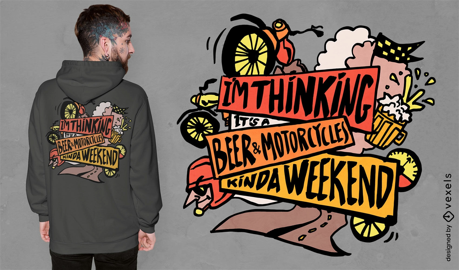 Bier und Motorrad lustiges Zitat T-Shirt Design