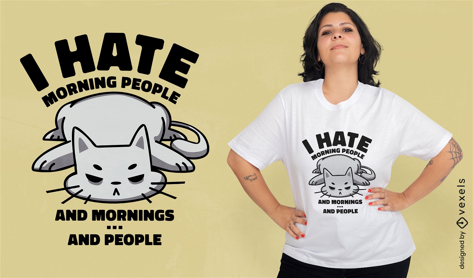 Angry cat animal sleeping t-shirt design