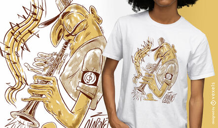 Trompeten-Cartoon-Musiker-T-Shirt-Design