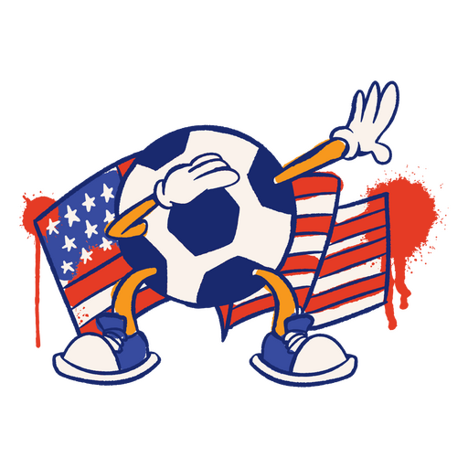 Carácter de deporte de balón de fútbol de bandera de Estados Unidos Diseño PNG