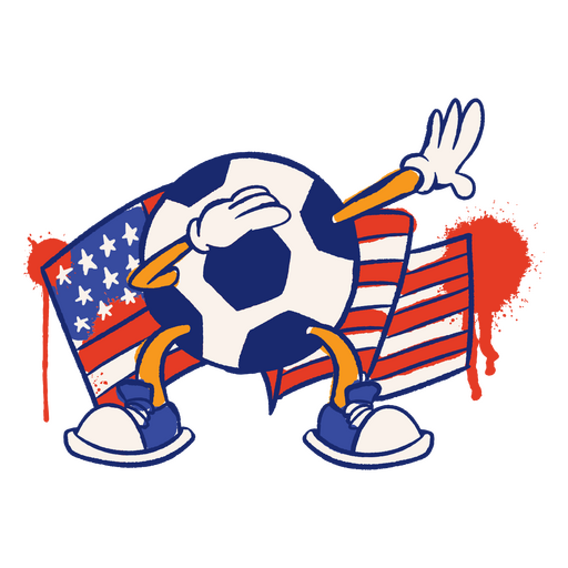 Personagem de esporte de bola de futebol de bandeira dos EUA Desenho PNG