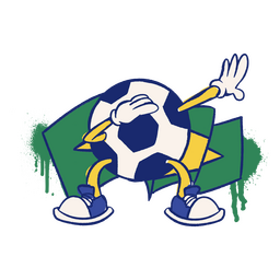 Brazil flag soccer ball sport character PNG Design