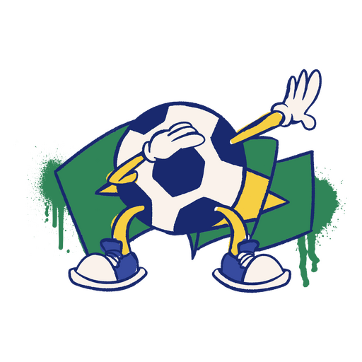 Brazil flag soccer ball sport character PNG Design