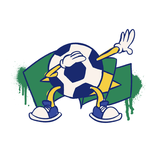 Carácter de deporte de balón de fútbol de bandera de brasil Diseño PNG