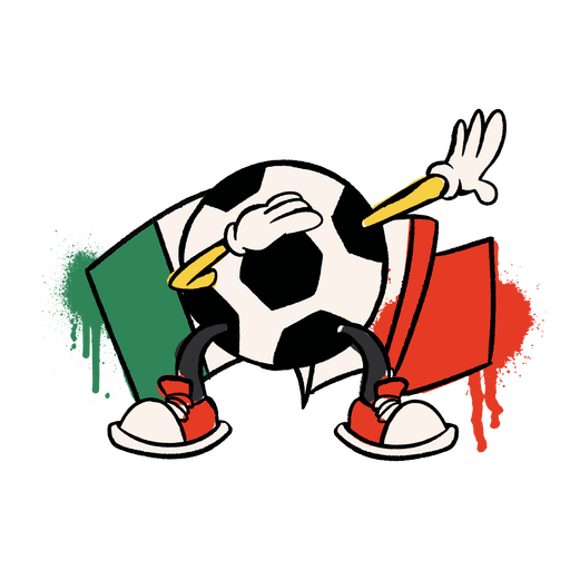 Carácter de deporte de balón de fútbol de bandera de Italia Diseño PNG