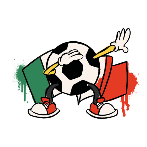 Italien-Flaggen-Fu?ball-Sportcharakter PNG-Design