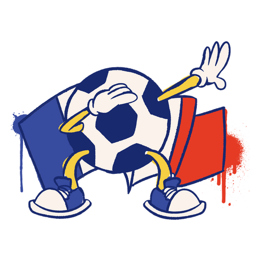 Carácter de deporte de balón de fútbol de bandera de Francia Diseño PNG