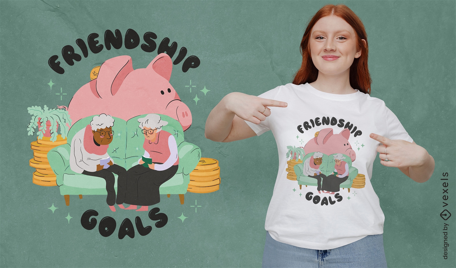 Design de camiseta de meninas idosas de metas de amizade