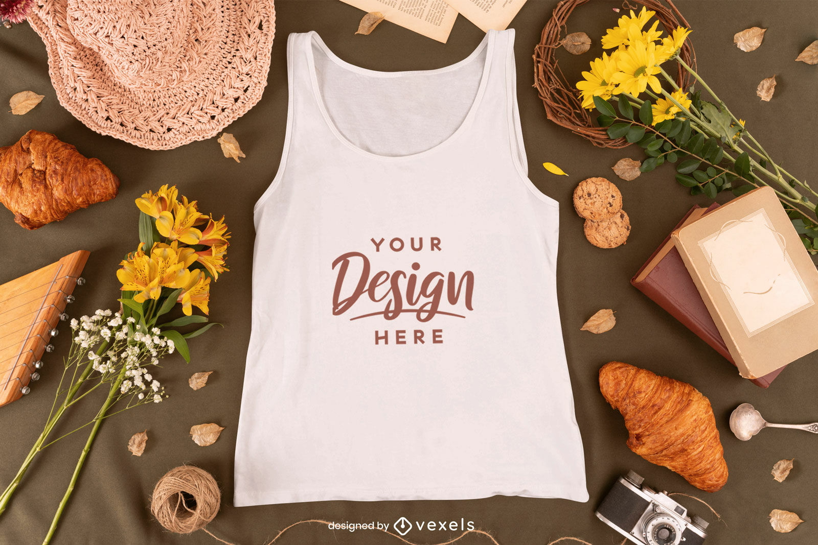 Diseño de maqueta de camiseta sin mangas Cottagecore