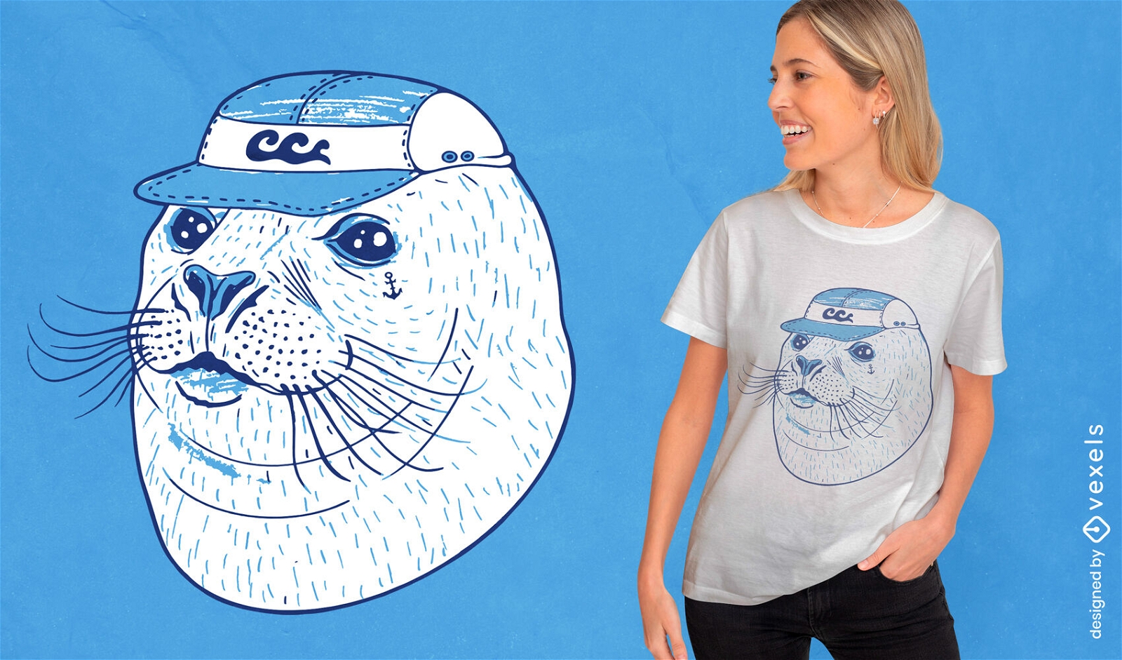 Design de camiseta de retrato de foca legal
