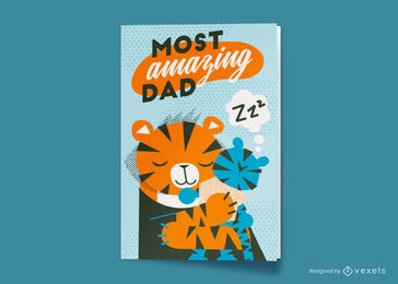 Design de cartão de dia dos pais tigre