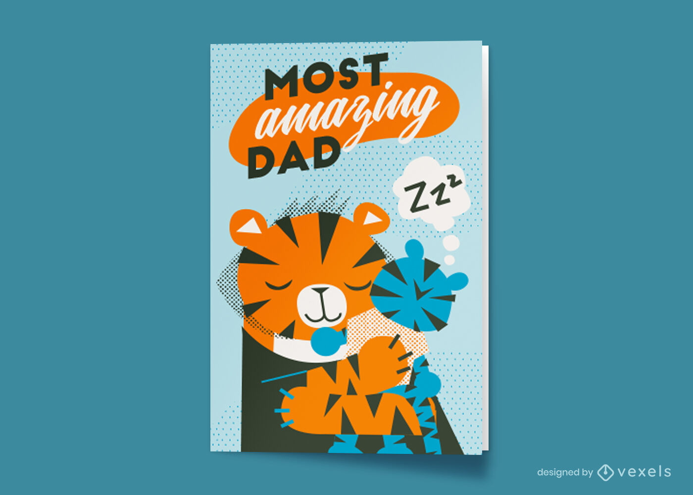 Diseño de tarjeta de felicitación del día del padre del tigre