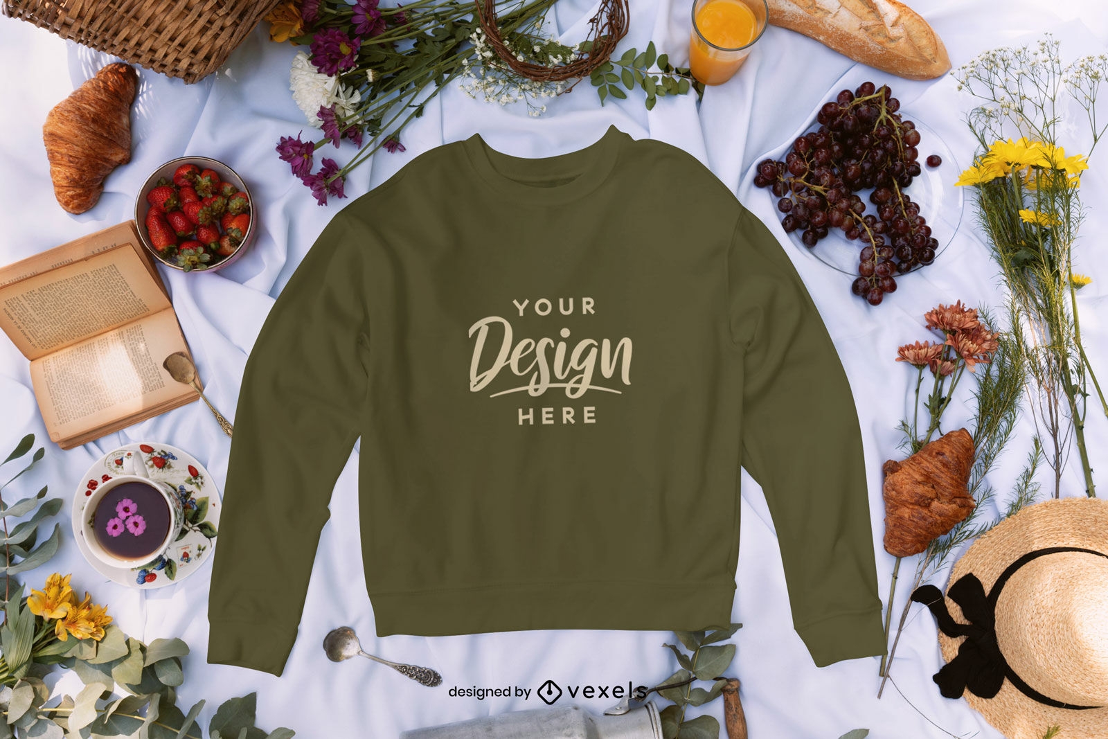 Picnic cottagecore sweatshirt mockup
