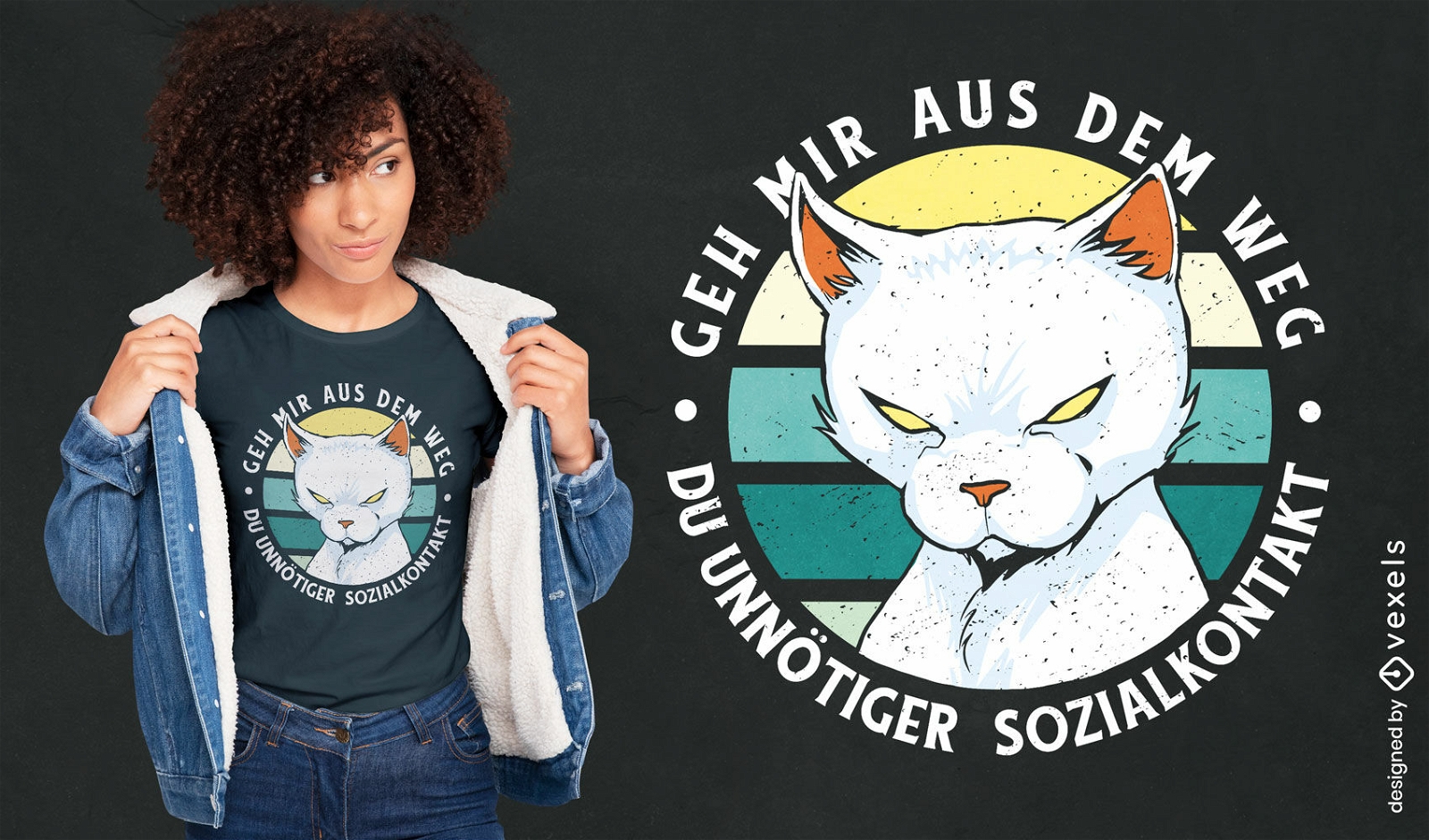 Antisoziales Katzen-T-Shirt-Design
