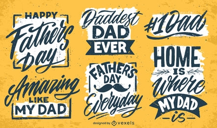 Father's day lettering quotes badges set