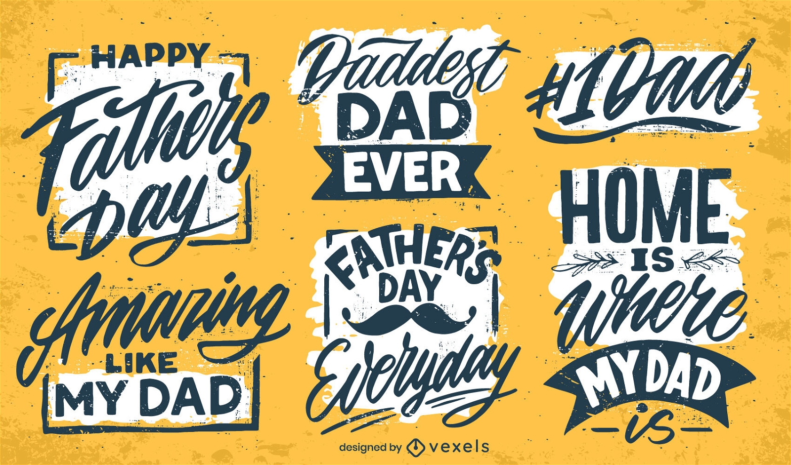 Father's day lettering badges set