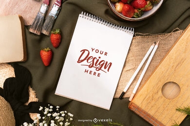 Painting picnic date notebook mockup
