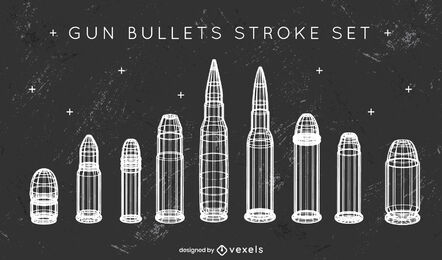 Gun bullets stroke set design