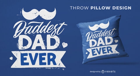 Mustache dad quote throw pillow design