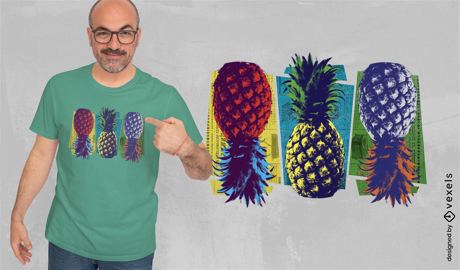 Design de camiseta de abacaxi pop art