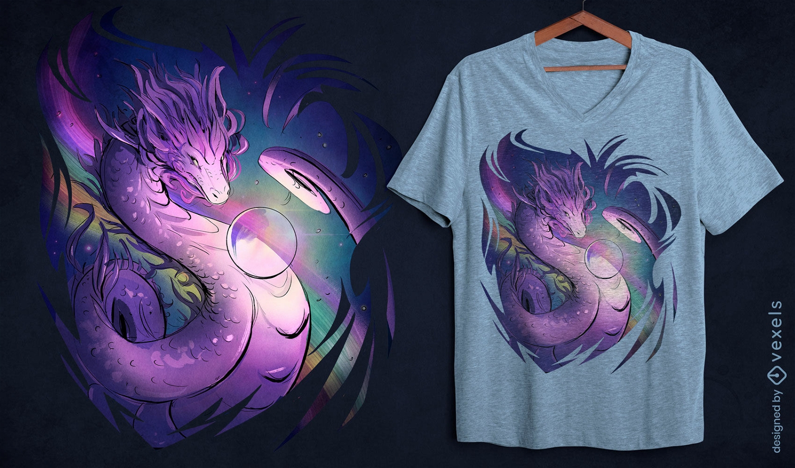 Diseño de camiseta de criatura dragón mágico