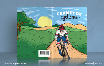 Design de capa de livro de pessoa andando de bicicleta