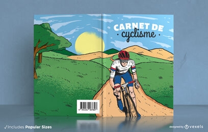 Persona montando en bicicleta diseño de portada de libro.