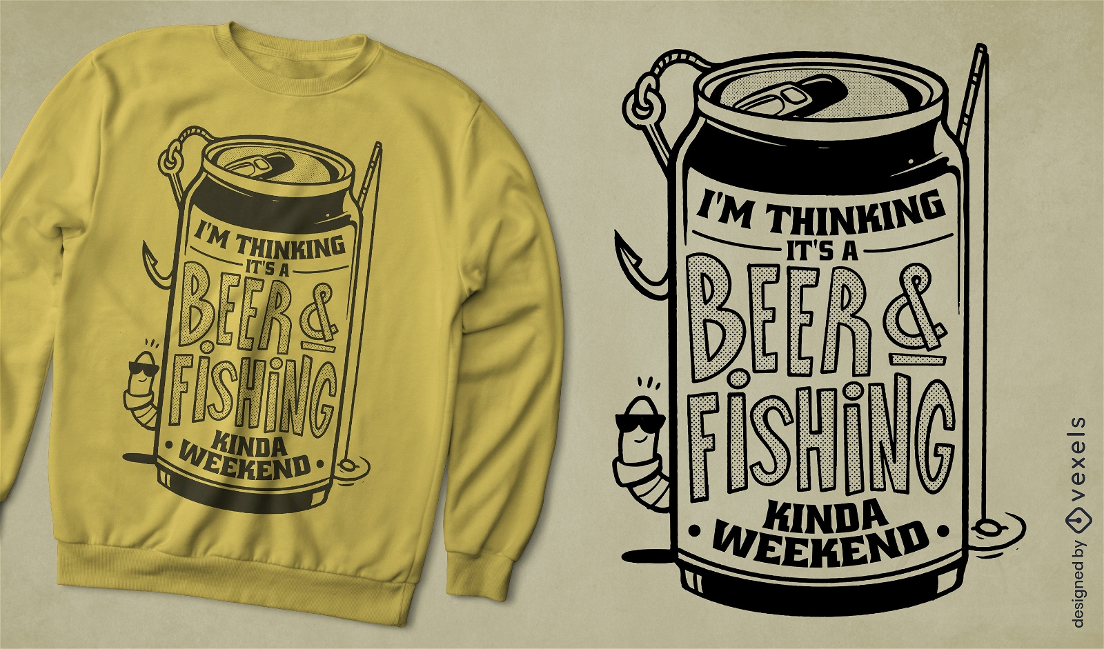 Beer and fishing t-shirt design