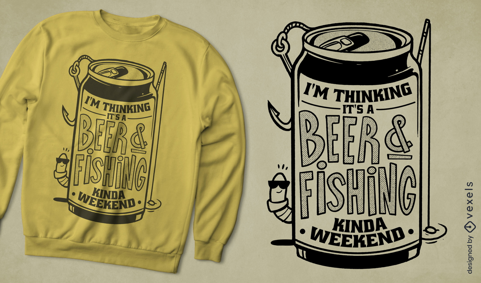 Design de camiseta de cerveja e pesca