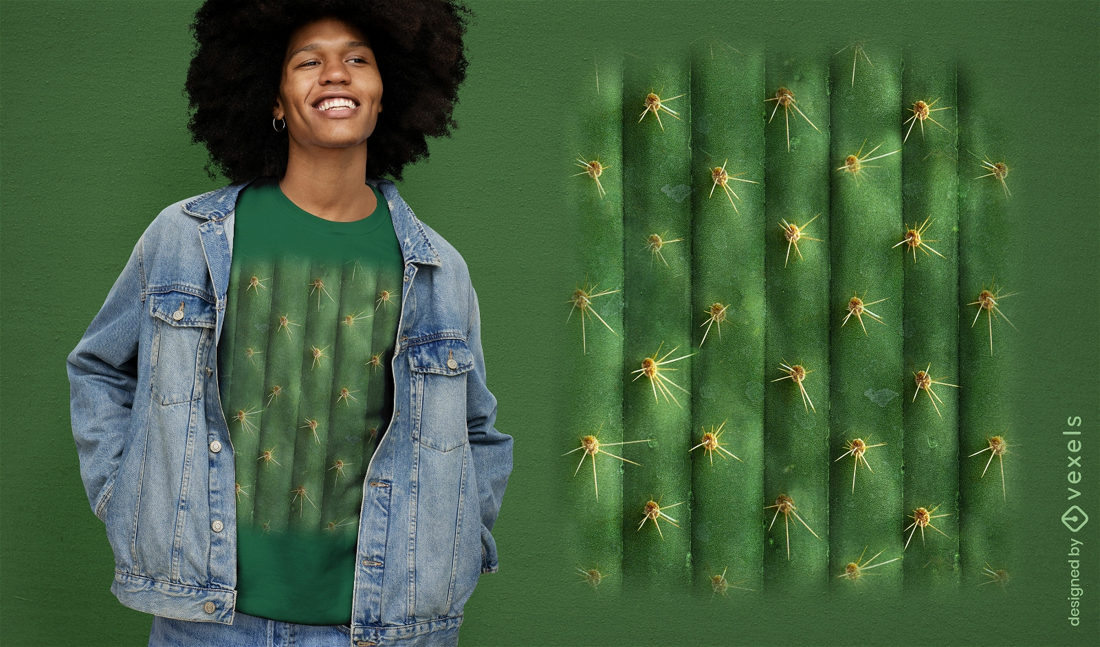 Diseño de camiseta de cactus realista.