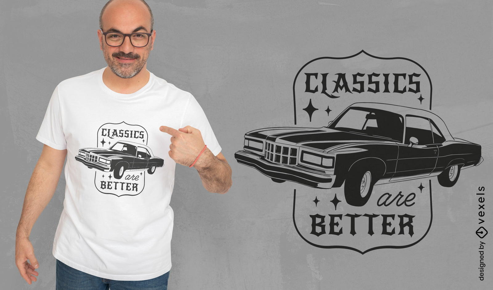 Diseño clásico de camiseta de transporte de automóviles.