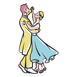 Bailarines color trazo pareja romántica Diseño PNG