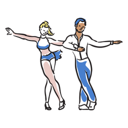 Bailarines color trazo pareja movimientos de baile Diseño PNG