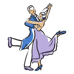 Pareja de trazo de color de bailarines Diseño PNG
