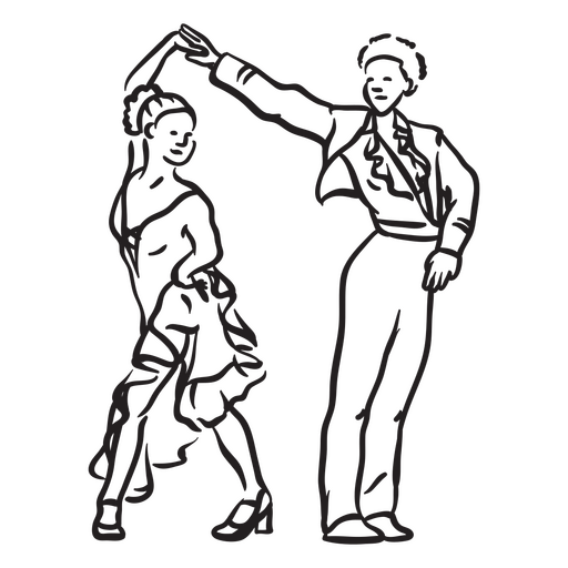 Dancers couple stroke dancing PNG Design