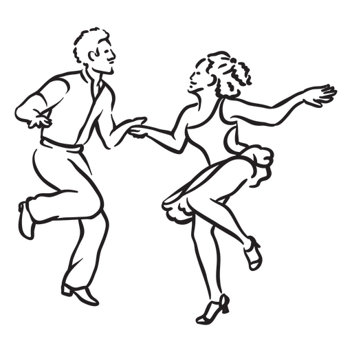 Trazo de pareja de bailarines Diseño PNG