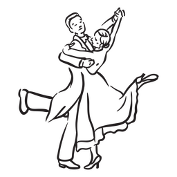 Couple Stroke Ballroom Dancers PNG & SVG Design For T-Shirts