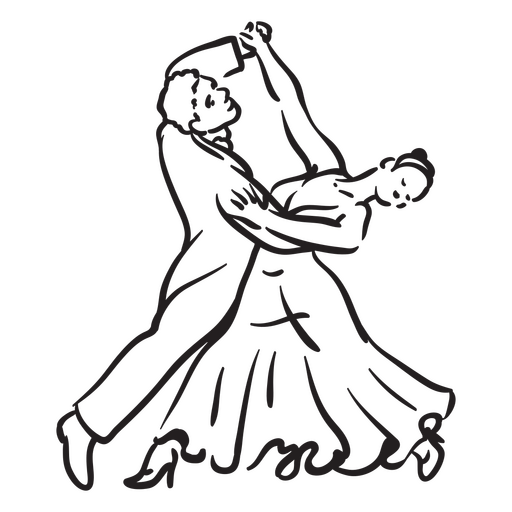 Dancers stroke couple ballroom PNG Design