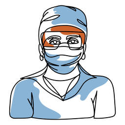 Medicine health masked doctor continuous line people PNG Design