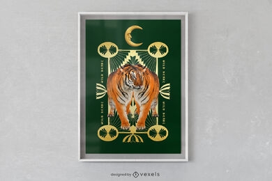 Diseño de cartel de cita de tigre reflejado